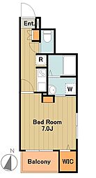 京王相模原線 南大沢駅 徒歩18分の賃貸マンション 2階1Kの間取り