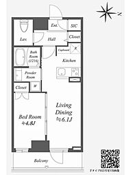 AlphaPrime東陽町 1LDKの間取図画像