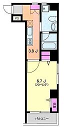 レザミオンゼール 1Kの間取図画像