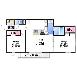 raffinato金剛 2LDKの間取図画像