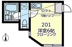 サザンリビエラ多摩川 2階ワンルームの間取り