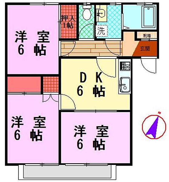 静岡県伊豆の国市寺家(賃貸アパート3DK・2階・56.00㎡)の写真 その2