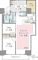 Brilliaist東雲キャナルコート 2SLDKの間取図画像