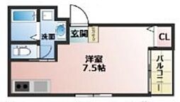 ワコーレヴィータ神戸上沢通サウス 1階ワンルームの間取り