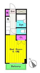 スカイコーポ石塚 1Kの間取図画像