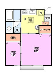 ポポラーレ3 2Kの間取図画像