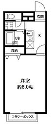 アモーレユギ 1Kの間取図画像