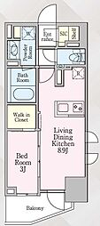 グランリビオ芝大門 1LDKの間取図画像