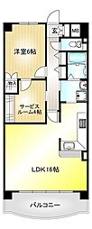 クオーレ壱番館 2LDKの間取図画像