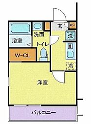 JR常磐線 松戸駅 徒歩10分の賃貸マンション 2階1Kの間取り