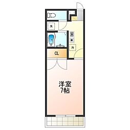 プレジールりんくう 1階1Kの間取り