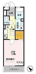メゾンヴェール 1Kの間取図画像