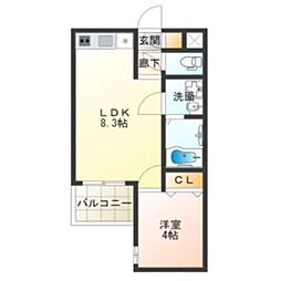 アッシュメゾン東住吉2 1LDKの間取図画像