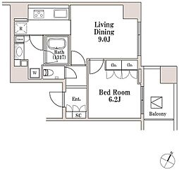 ラサンテ一番町 2階1LDKの間取り