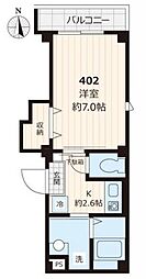 ソラナ王子 4階1Kの間取り