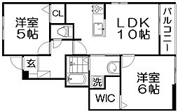 クラール倉治C 2LDKの間取図画像