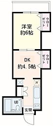 PIER目黒本町 1DKの間取図画像