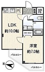 ベルグレードKS 1LDKの間取図画像