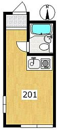 茂富ハウス7 ワンルームの間取図画像