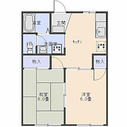 アリーナ相生3 2DKの間取図画像