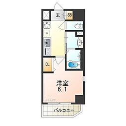 オズレジデンス今里南 1Kの間取図画像