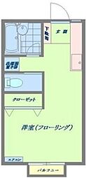 ビラナカノ 2階ワンルームの間取り