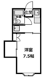ホワイトプラザ 2階1Kの間取り