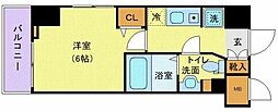 JR武蔵野線 三郷駅 徒歩3分の賃貸マンション 6階1Kの間取り