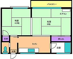 下須台コーポ 2DKの間取図画像