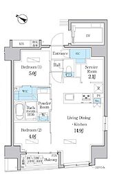 デュオフラッツ日本橋水天宮 12階2SLDKの間取り