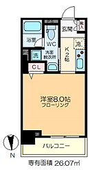 パークアクシス亀戸 1Kの間取図画像