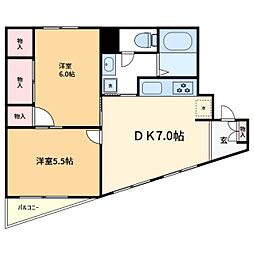 宮原ビル 2DKの間取図画像
