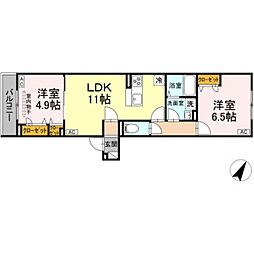 セレスティア柴又VII 2LDKの間取図画像