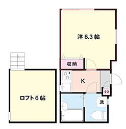 アミューズ中野五番館 1階1Kの間取り
