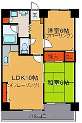 ニューライフ天神 2LDKの間取図画像