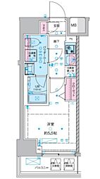 ジェノヴィア西川口III 8階1Kの間取り
