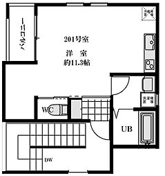 maison blanche 2階ワンルームの間取り