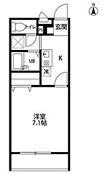 アムール沼口 1Kの間取図画像