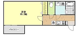 越谷市東大沢1丁目アパート 1Kの間取図画像