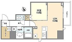 シェフルール新御徒町2 6階1LDKの間取り