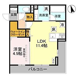 川越市新宿町1丁目アパート 1LDKの間取図画像