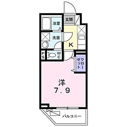 フィーカ蒲田 1Kの間取図画像