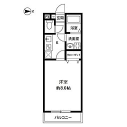 アムールラマージュ 1Kの間取図画像