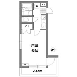 ミレニア赤堤 2階1Kの間取り