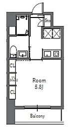Totsu Residence Shiba 10階1Kの間取り