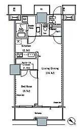 ザ・東京タワーズミッドタワー 29階1LDKの間取り