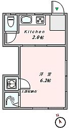 成田荘 2階1Kの間取り