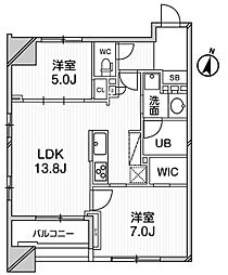 GRAN PASEO明大前 8階2LDKの間取り