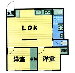 ラファミーユ湖北E2棟 2LDKの間取図画像