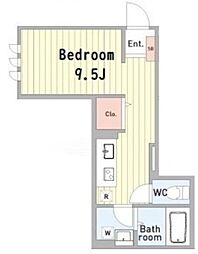 良久ビル 1階ワンルームの間取り